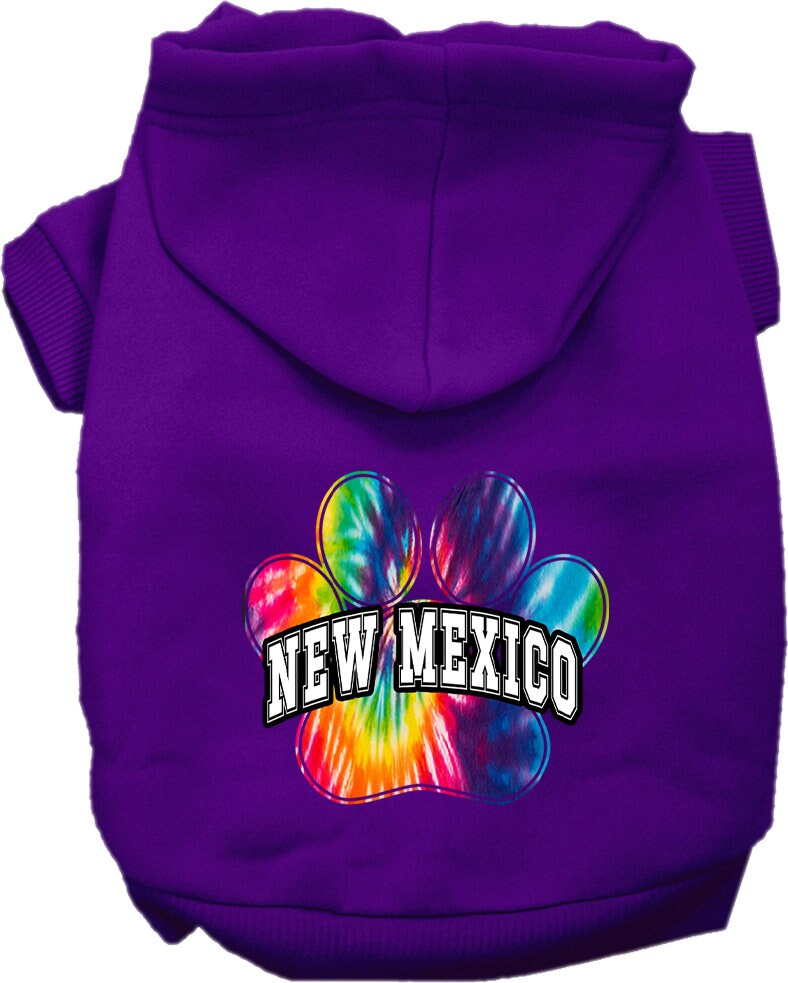 Sudadera con capucha serigrafiada para perros y gatos, para mascotas medianas y grandes (tallas 2XL a 6XL), "New Mexico Bright Tie Dye"