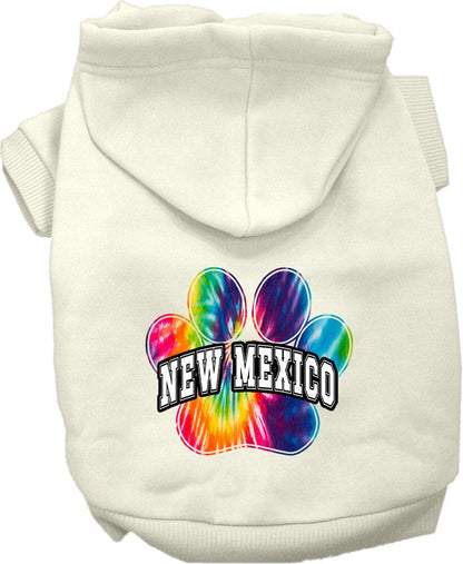 Sudadera con capucha serigrafiada para perros y gatos, para mascotas medianas y grandes (tallas 2XL a 6XL), "New Mexico Bright Tie Dye"