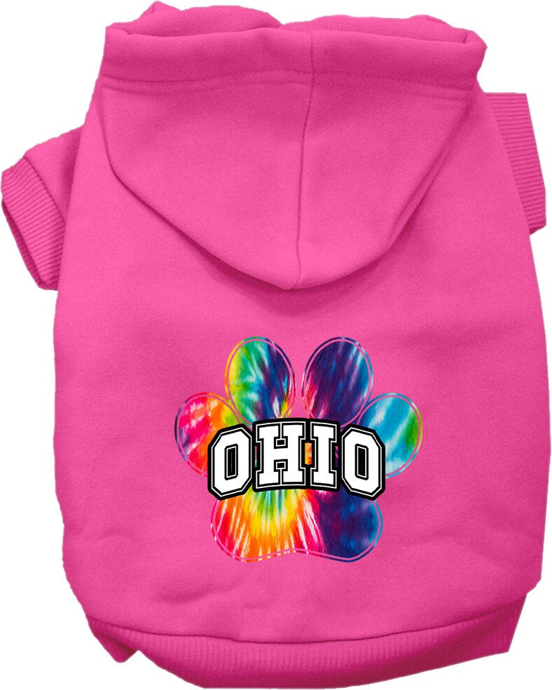 Sudadera con capucha serigrafiada para perros y gatos, para mascotas medianas y grandes (tallas 2XL-6XL), "Ohio Bright Tie Dye"