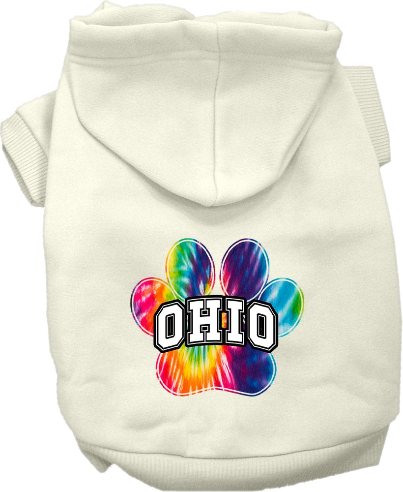 Sudadera con capucha serigrafiada para perros y gatos, para mascotas medianas y grandes (tallas 2XL-6XL), "Ohio Bright Tie Dye"