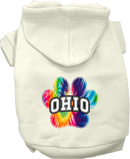 Sudadera con capucha serigrafiada para perros y gatos, para mascotas medianas y grandes (tallas 2XL-6XL), "Ohio Bright Tie Dye"