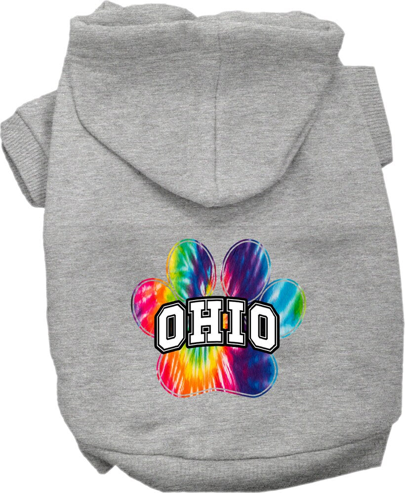 Sudadera con capucha serigrafiada para perros y gatos, para mascotas medianas y grandes (tallas 2XL-6XL), "Ohio Bright Tie Dye"