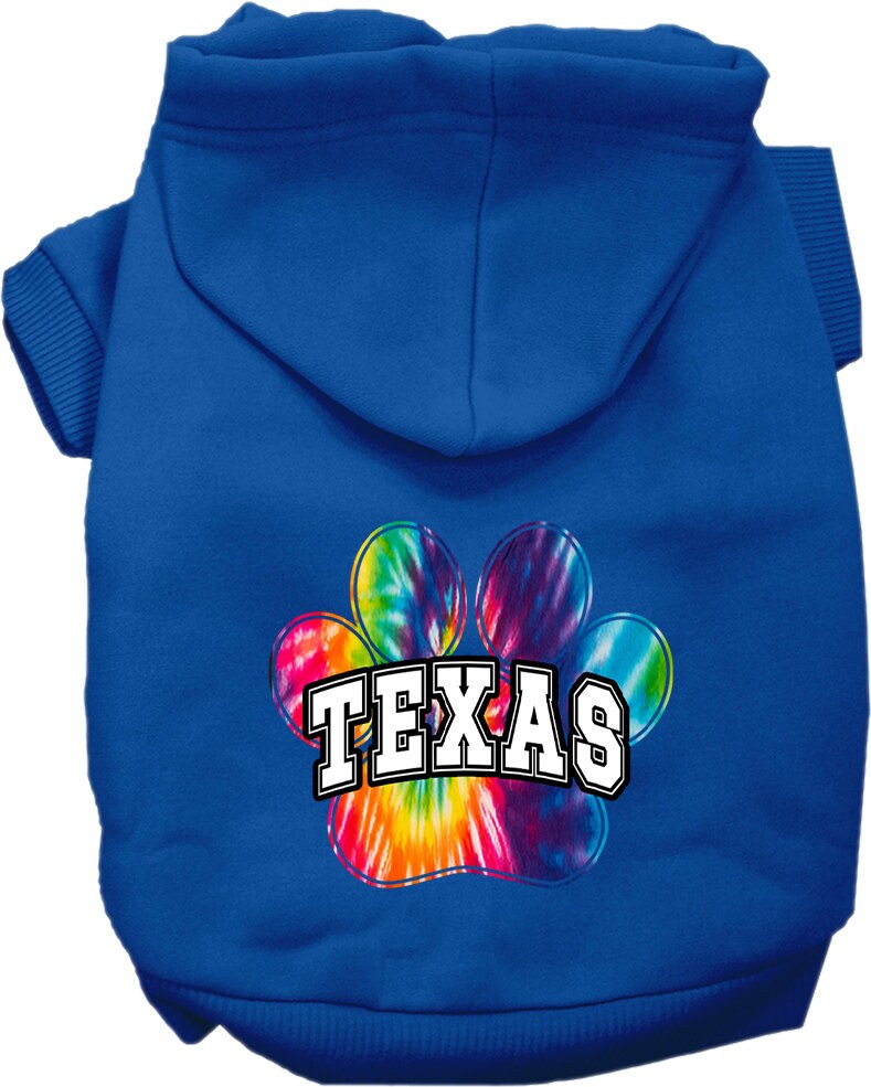 Sudadera con capucha serigrafiada para perros y gatos, para mascotas pequeñas y medianas (tallas XS a XL), "Teñido anudado brillante de Texas"