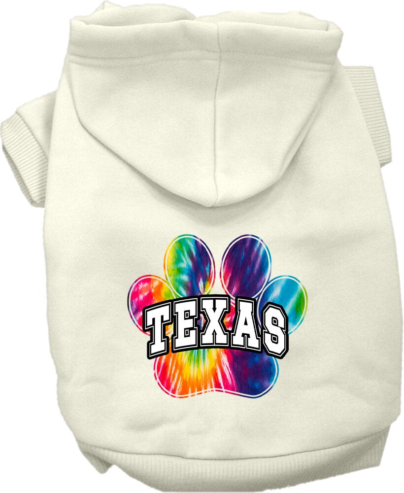 Sudadera con capucha serigrafiada para perros y gatos, para mascotas pequeñas y medianas (tallas XS a XL), "Teñido anudado brillante de Texas"