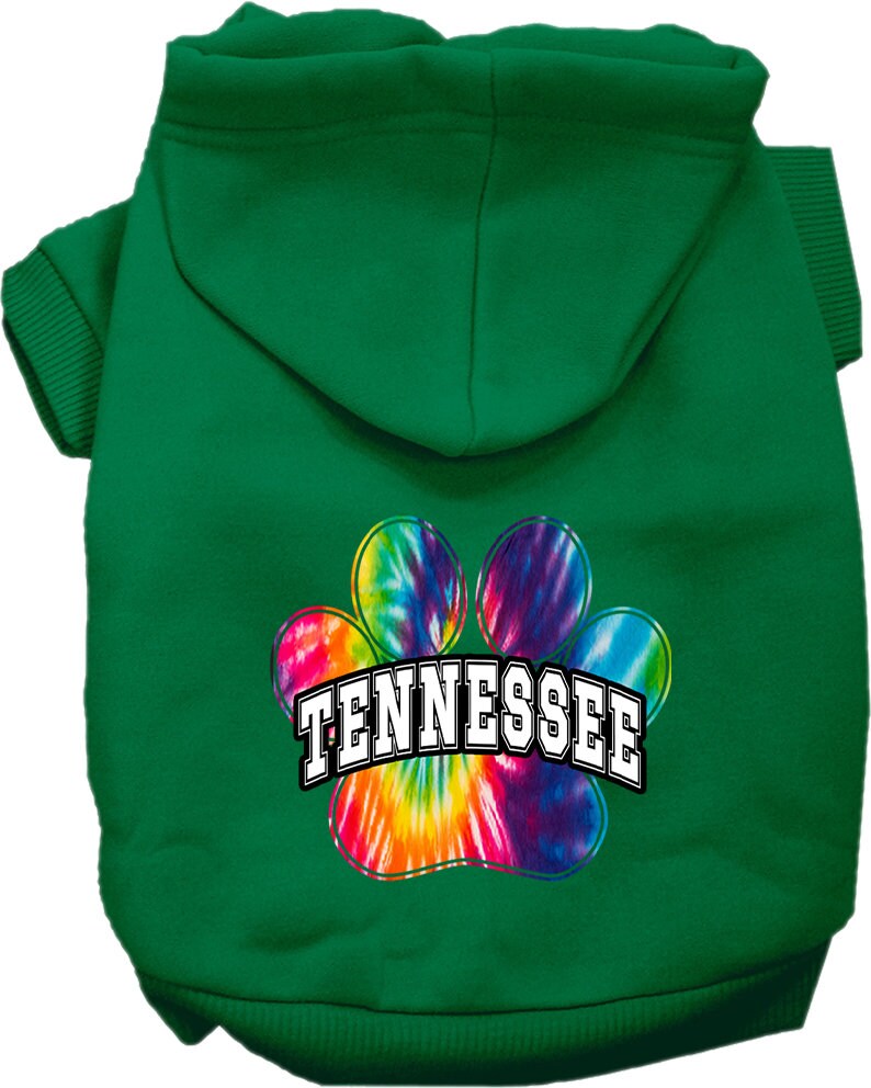 Pet Dog & Cat Screen Printed Hoodie for Small to Medium Pets (Sizes XS-XL), "Tennessee Bright Tie Dye"