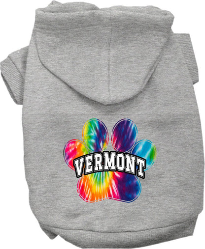 Sudadera con capucha serigrafiada para perros y gatos, para mascotas pequeñas y medianas (tallas XS a XL), "Vermont Bright Tie Dye"