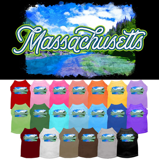 Pet Dog & Cat Screen Printed Shirt for Medium to Large Pets (Sizes 2XL-6XL), "Massachusetts Summer"