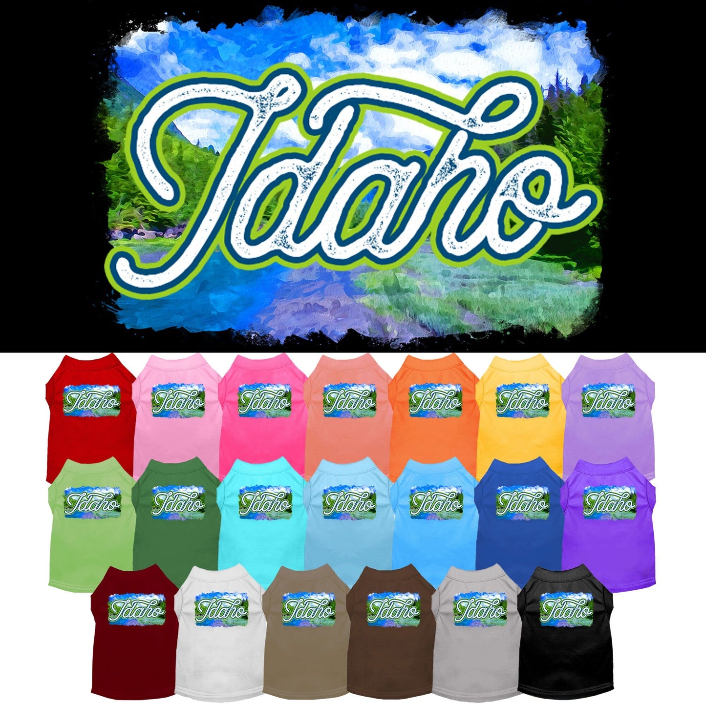 Camiseta serigrafiada para perros y gatos, para mascotas pequeñas y medianas (tallas XS a XL), "Idaho Summer"