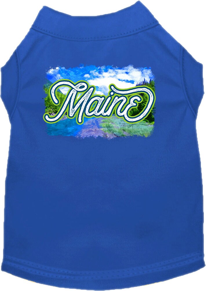 Camiseta serigrafiada para perros y gatos, para mascotas pequeñas y medianas (tallas XS a XL), "Maine Summer"