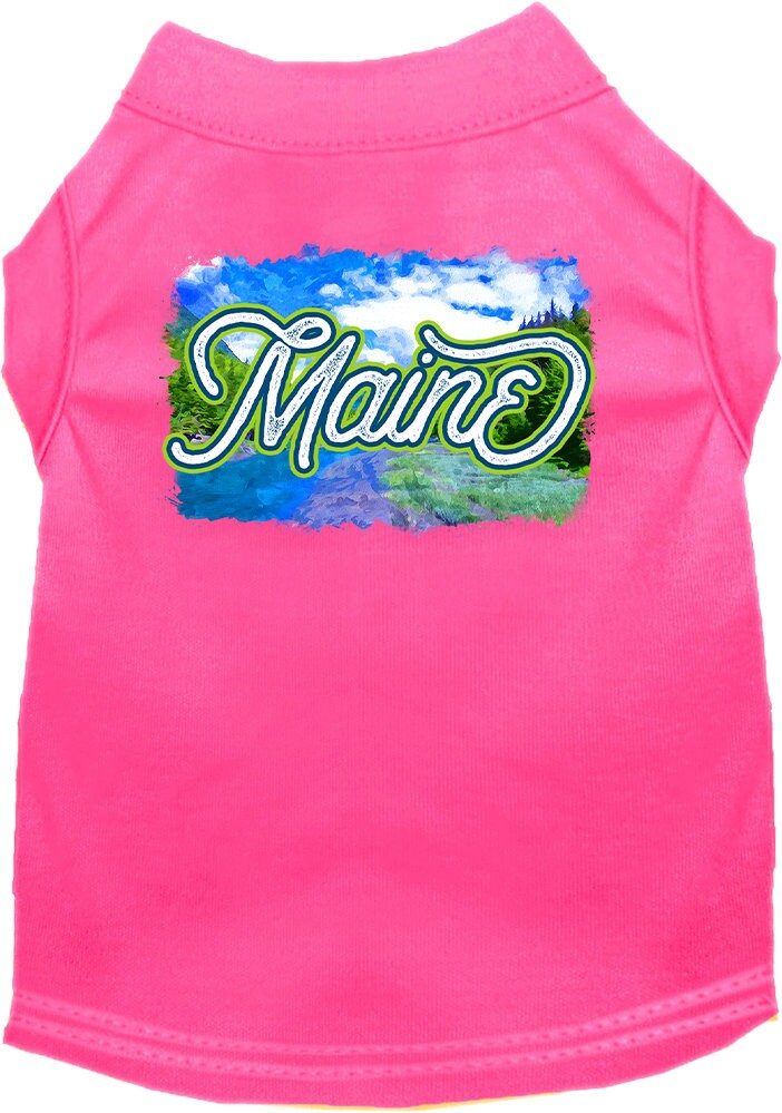 Camiseta serigrafiada para perros y gatos, para mascotas pequeñas y medianas (tallas XS a XL), "Maine Summer"