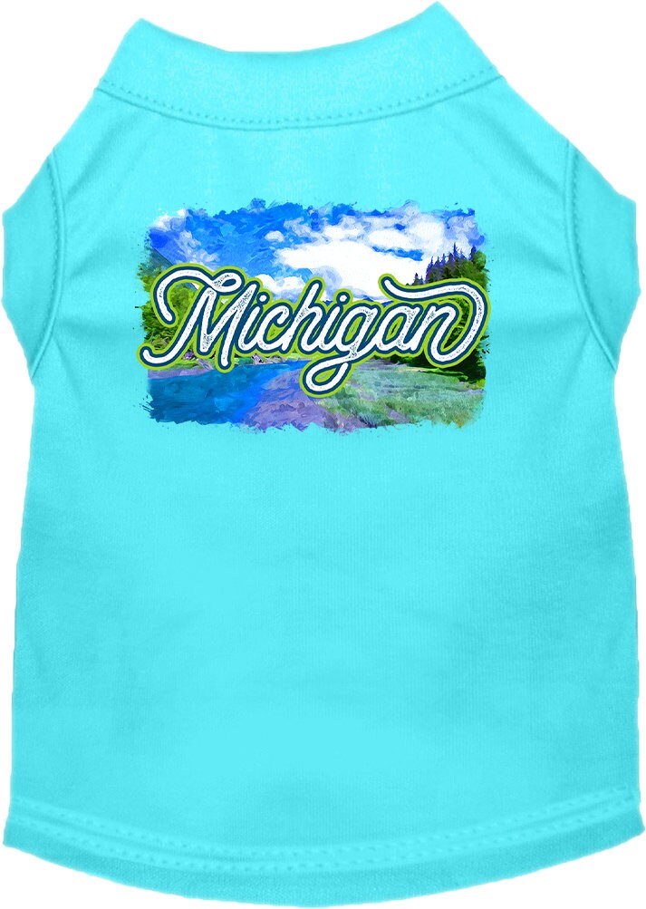 Camiseta serigrafiada para perros y gatos, para mascotas pequeñas y medianas (tallas XS a XL), "Michigan Summer"