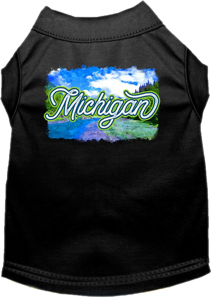 Camiseta serigrafiada para perros y gatos, para mascotas pequeñas y medianas (tallas XS a XL), "Michigan Summer"