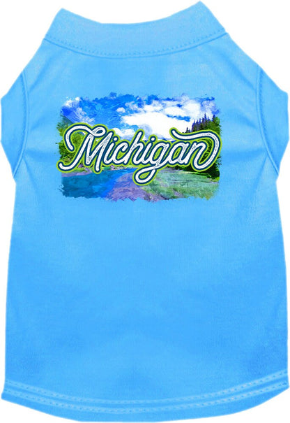 Camiseta serigrafiada para perros y gatos, para mascotas pequeñas y medianas (tallas XS a XL), "Michigan Summer"