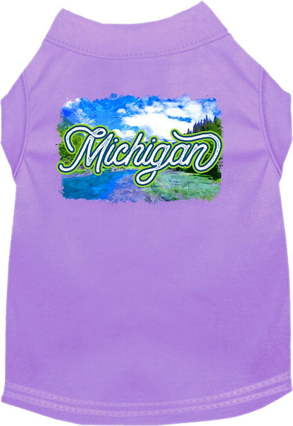 Camiseta serigrafiada para perros y gatos, para mascotas pequeñas y medianas (tallas XS a XL), "Michigan Summer"