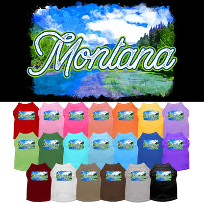 Camiseta serigrafiada para perros y gatos, para mascotas pequeñas y medianas (tallas XS a XL), "Montana Summer"