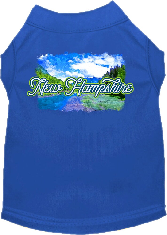 Camiseta serigrafiada para perros y gatos, para mascotas pequeñas y medianas (tallas XS a XL), "New Hampshire Summer"