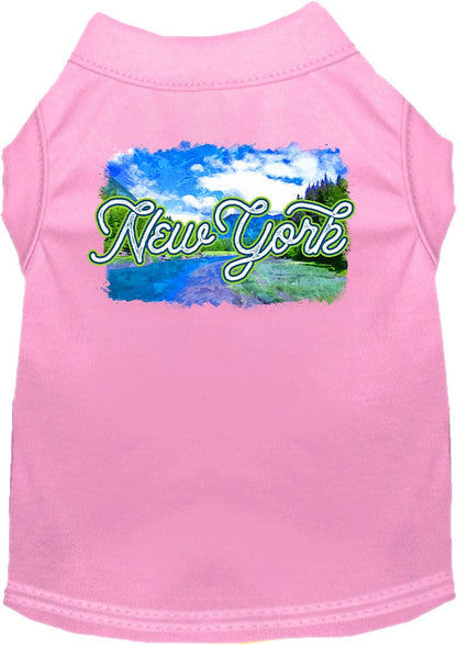 Camiseta serigrafiada para perros y gatos, para mascotas pequeñas y medianas (tallas XS a XL), "New York Summer"