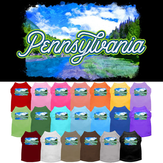 Camiseta serigrafiada para perros y gatos, para mascotas pequeñas y medianas (tallas XS a XL), "Pennsylvania Summer"