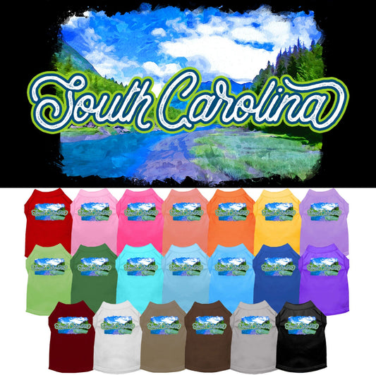 Camiseta serigrafiada para perros y gatos, para mascotas pequeñas y medianas (tallas XS a XL), "South Carolina Summer"