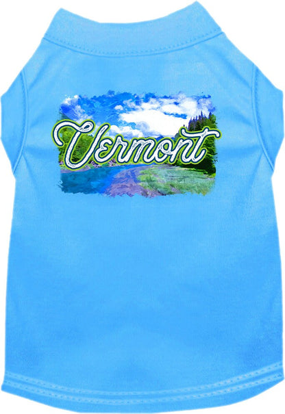 Camiseta serigrafiada para perros y gatos, para mascotas pequeñas y medianas (tallas XS a XL), "Vermont Summer"