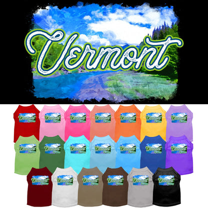 Camiseta serigrafiada para perros y gatos, para mascotas pequeñas y medianas (tallas XS a XL), "Vermont Summer"