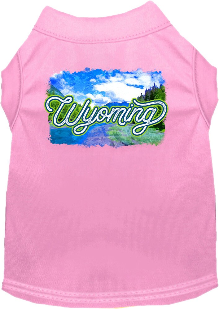 Camiseta serigrafiada para perros y gatos, para mascotas pequeñas y medianas (tallas XS a XL), "Wyoming Summer"