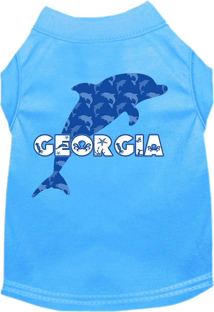 Camiseta serigrafiada para perros y gatos, para mascotas pequeñas y medianas (tallas XS a XL), "Georgia Blue Dolphins"