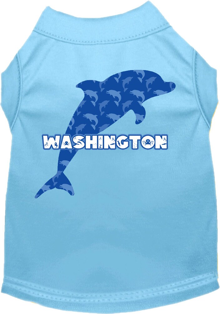 Camiseta serigrafiada para perros y gatos, para mascotas pequeñas y medianas (tallas XS a XL), "Washington Blue Dolphins"