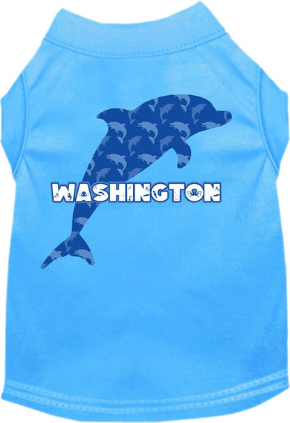 Camiseta serigrafiada para perros y gatos, para mascotas pequeñas y medianas (tallas XS a XL), "Washington Blue Dolphins"