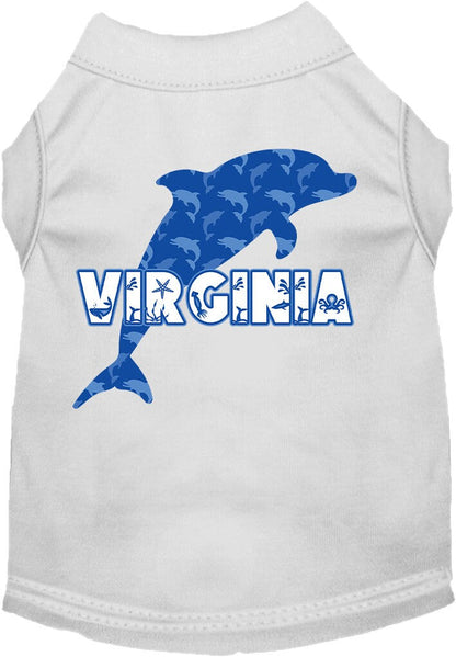 Camiseta serigrafiada para perros y gatos, para mascotas pequeñas y medianas (tallas XS a XL), "Virginia Blue Dolphins"