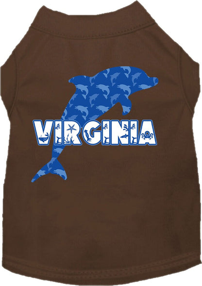 Camiseta serigrafiada para perros y gatos, para mascotas pequeñas y medianas (tallas XS a XL), "Virginia Blue Dolphins"