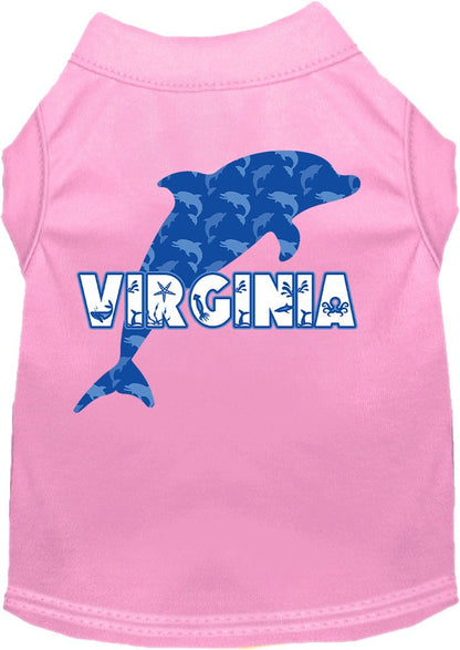 Camiseta serigrafiada para perros y gatos, para mascotas pequeñas y medianas (tallas XS a XL), "Virginia Blue Dolphins"