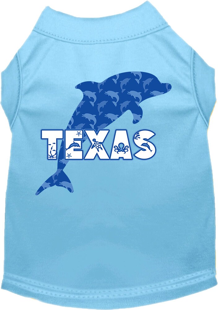 Camiseta serigrafiada para perros y gatos, para mascotas pequeñas y medianas (tallas XS a XL), "Texas Blue Dolphins"