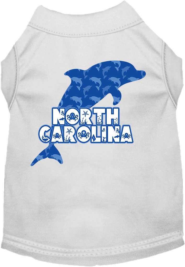 Camiseta serigrafiada para perros y gatos, para mascotas pequeñas y medianas (tallas XS a XL), "North Carolina Blue Dolphins"