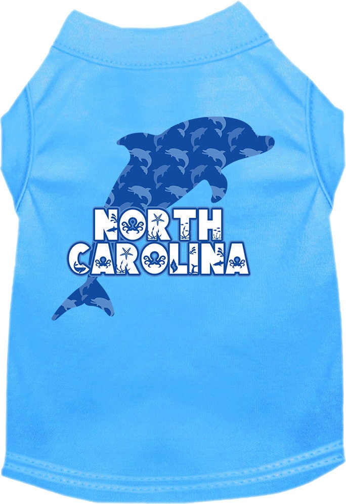 Camiseta serigrafiada para perros y gatos, para mascotas pequeñas y medianas (tallas XS a XL), "North Carolina Blue Dolphins"