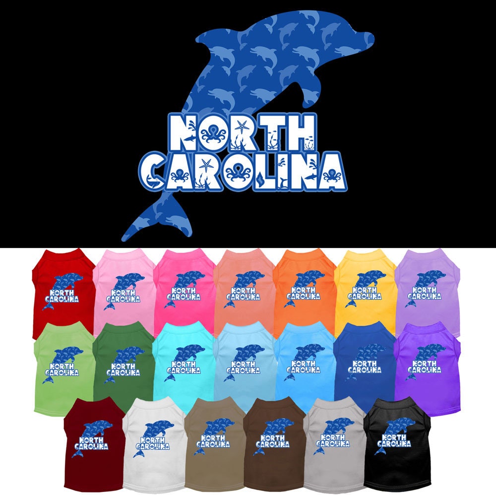 Camiseta serigrafiada para perros y gatos, para mascotas pequeñas y medianas (tallas XS a XL), "North Carolina Blue Dolphins"