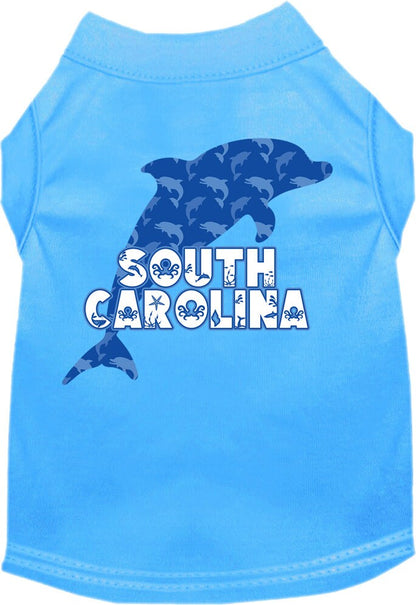 Camiseta serigrafiada para perros y gatos, para mascotas pequeñas y medianas (tallas XS a XL), "South Carolina Blue Dolphins"