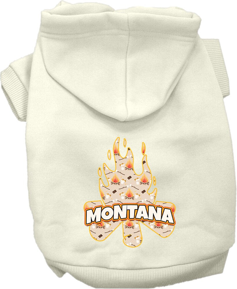 Sudadera con capucha serigrafiada para perros y gatos, para mascotas medianas y grandes (tallas 2XL-6XL), "Montana Around The Campfire"