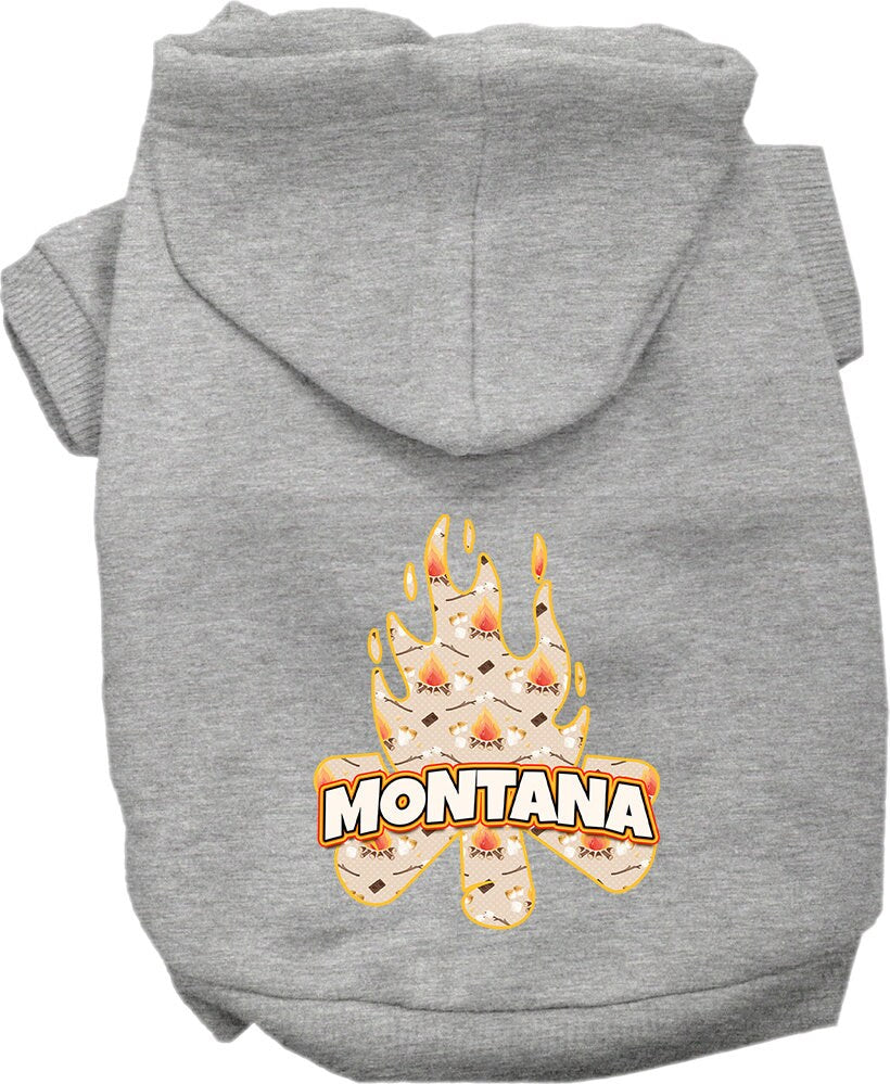 Sudadera con capucha serigrafiada para perros y gatos, para mascotas medianas y grandes (tallas 2XL-6XL), "Montana Around The Campfire"