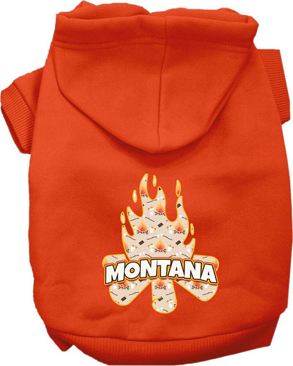 Sudadera con capucha serigrafiada para perros y gatos, para mascotas medianas y grandes (tallas 2XL-6XL), "Montana Around The Campfire"