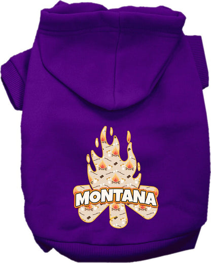 Sudadera con capucha serigrafiada para perros y gatos, para mascotas medianas y grandes (tallas 2XL-6XL), "Montana Around The Campfire"