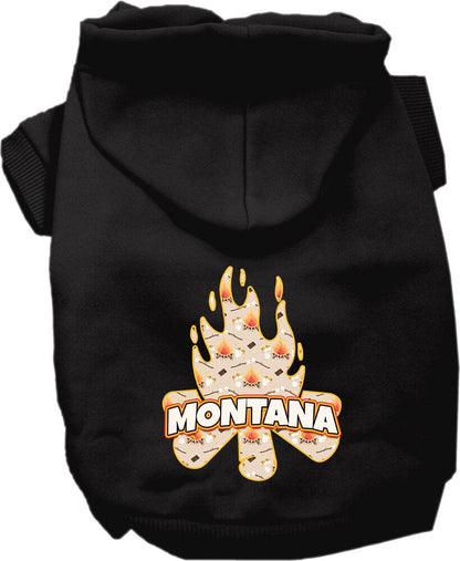 Sudadera con capucha serigrafiada para perros y gatos, para mascotas medianas y grandes (tallas 2XL-6XL), "Montana Around The Campfire"