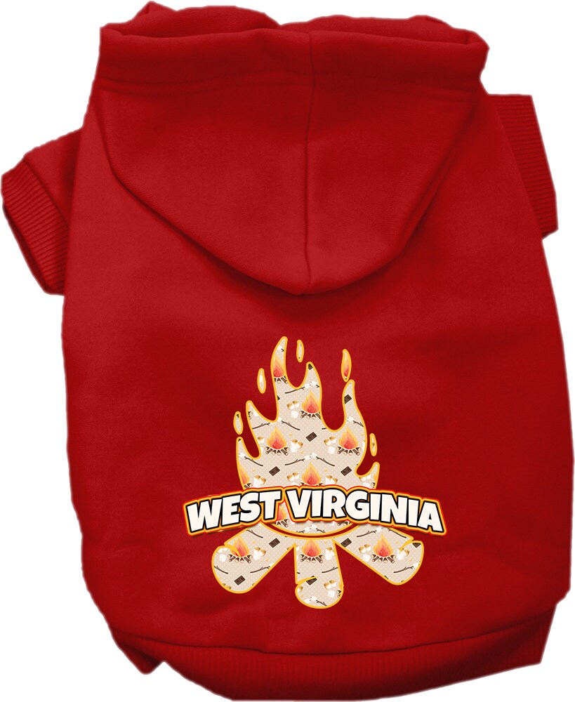 Sudadera con capucha serigrafiada para perros y gatos, para mascotas pequeñas y medianas (tallas XS a XL), "West Virginia Around The Campfire"