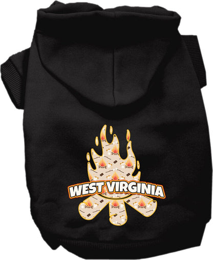 Sudadera con capucha serigrafiada para perros y gatos, para mascotas pequeñas y medianas (tallas XS a XL), "West Virginia Around The Campfire"