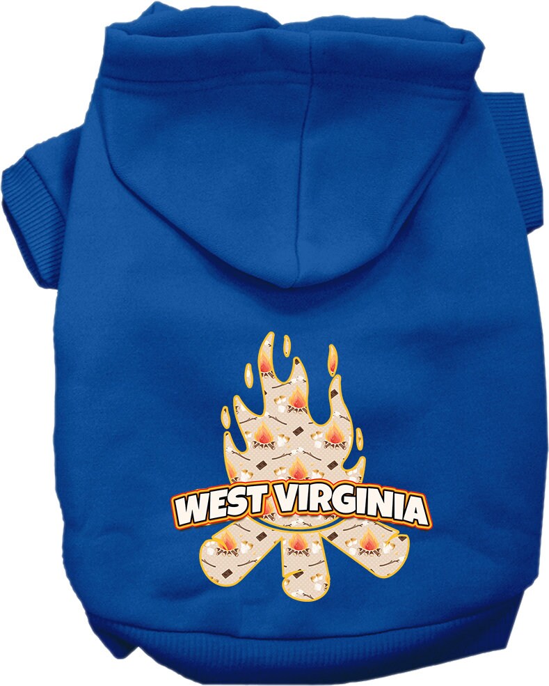 Sudadera con capucha serigrafiada para perros y gatos, para mascotas pequeñas y medianas (tallas XS a XL), "West Virginia Around The Campfire"