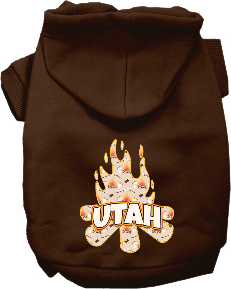 Sudadera con capucha serigrafiada para perros y gatos, para mascotas medianas y grandes (tallas 2XL-6XL), "Utah Around The Campfire"