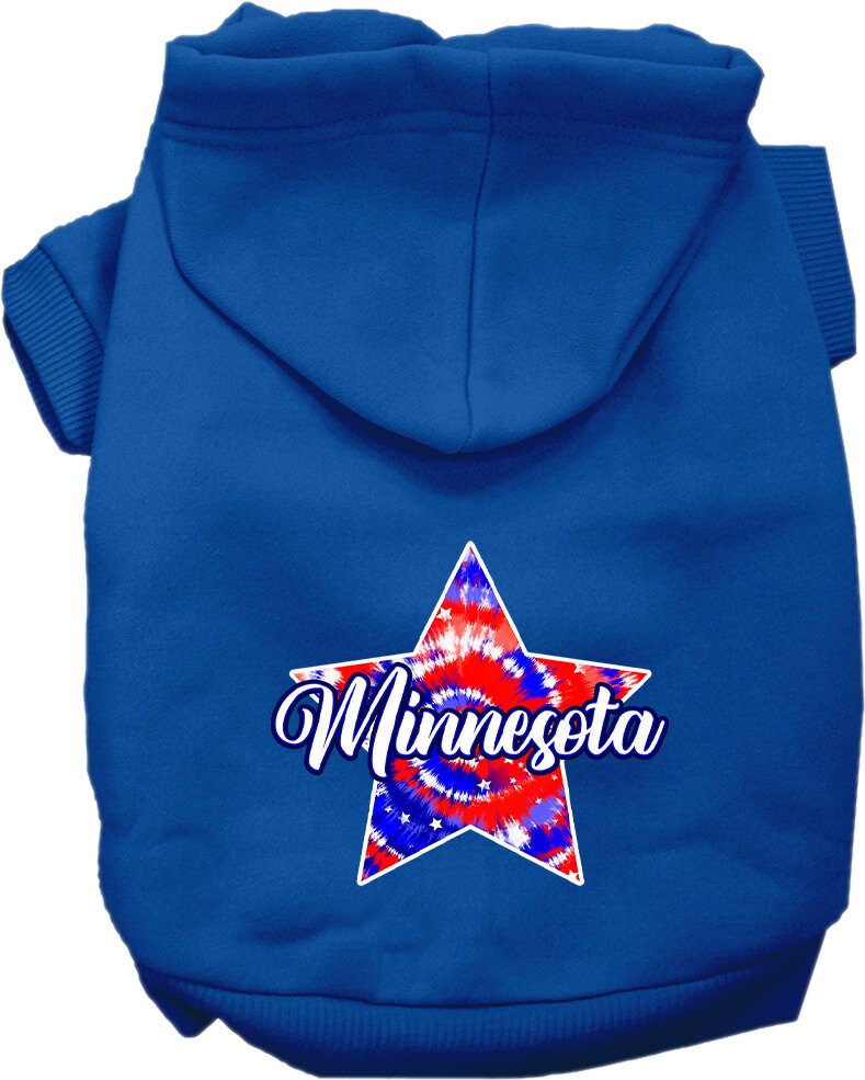 Pet Dog & Cat Screen Printed Hoodie for Small to Medium Pets (Sizes XS-XL), "Minnesota Patriotic Tie Dye"