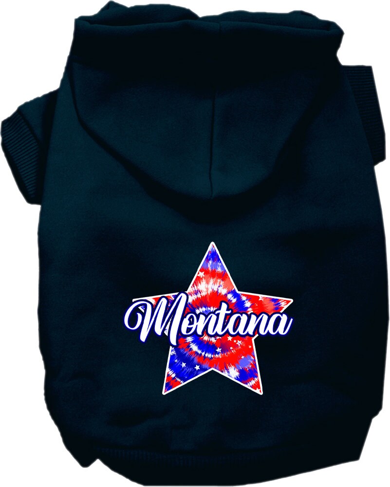 Pet Dog & Cat Screen Printed Hoodie for Medium to Large Pets (Sizes 2XL-6XL), "Montana Patriotic Tie Dye"