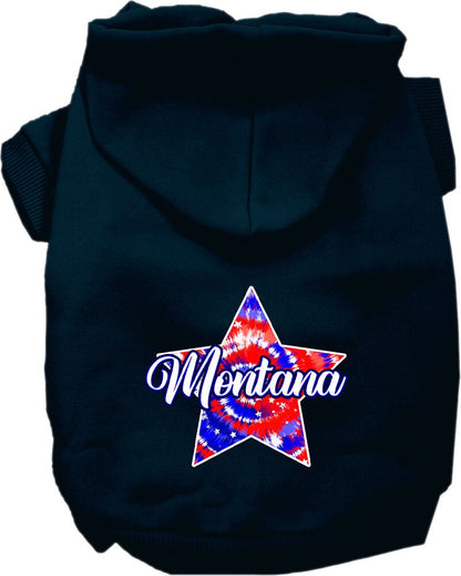 Pet Dog & Cat Screen Printed Hoodie for Medium to Large Pets (Sizes 2XL-6XL), "Montana Patriotic Tie Dye"