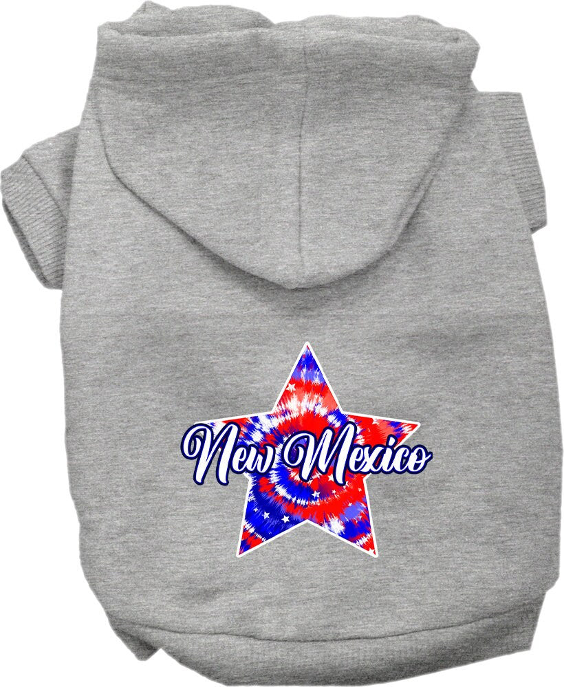 Sudadera con capucha serigrafiada para perros y gatos, para mascotas medianas y grandes (tallas 2XL-6XL), "New Mexico Patriotic Tie Dye"